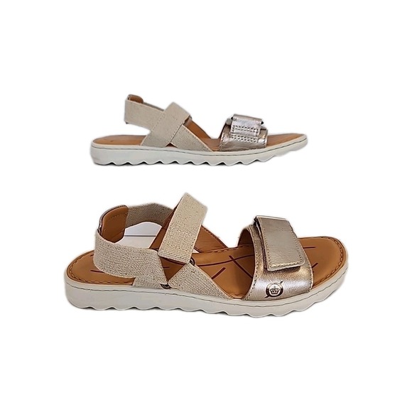 Born Alli Leather/Fabric Stretch Sandal Gold Metallic Women's 7.5M - Picture 2 of 7